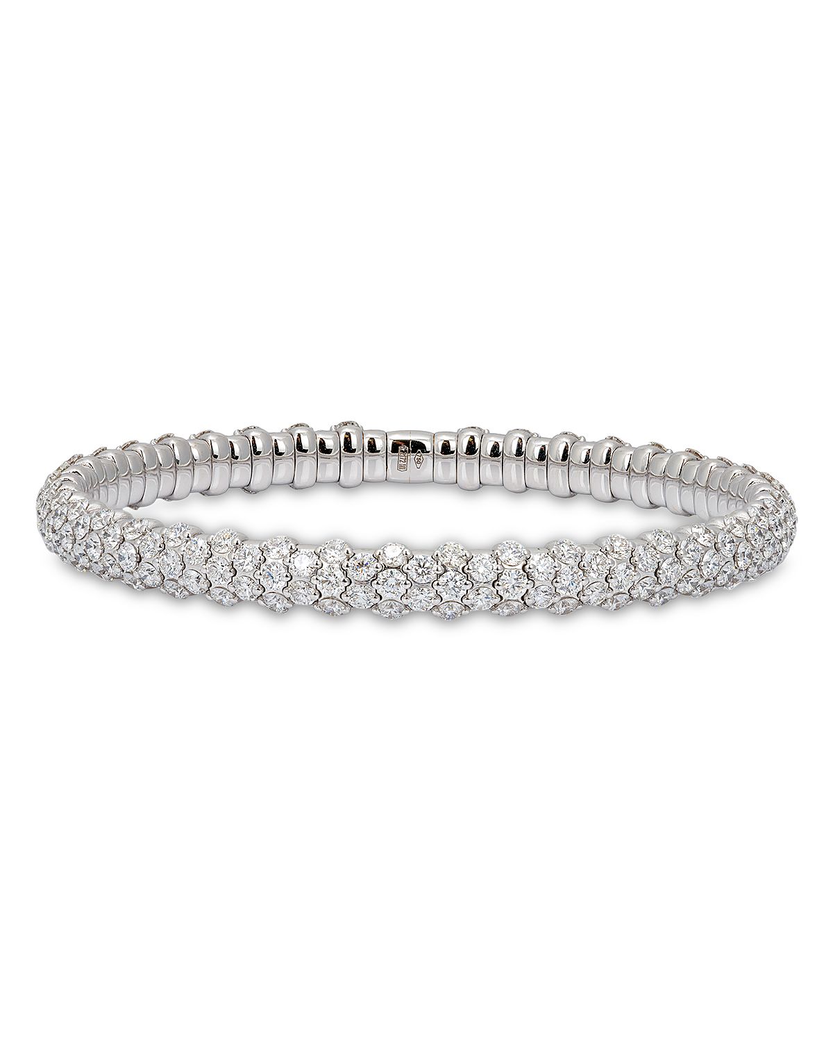 Zydo 18K White Gold Diamond Slim Domed Stretch Bracelet, 7.2 tcw