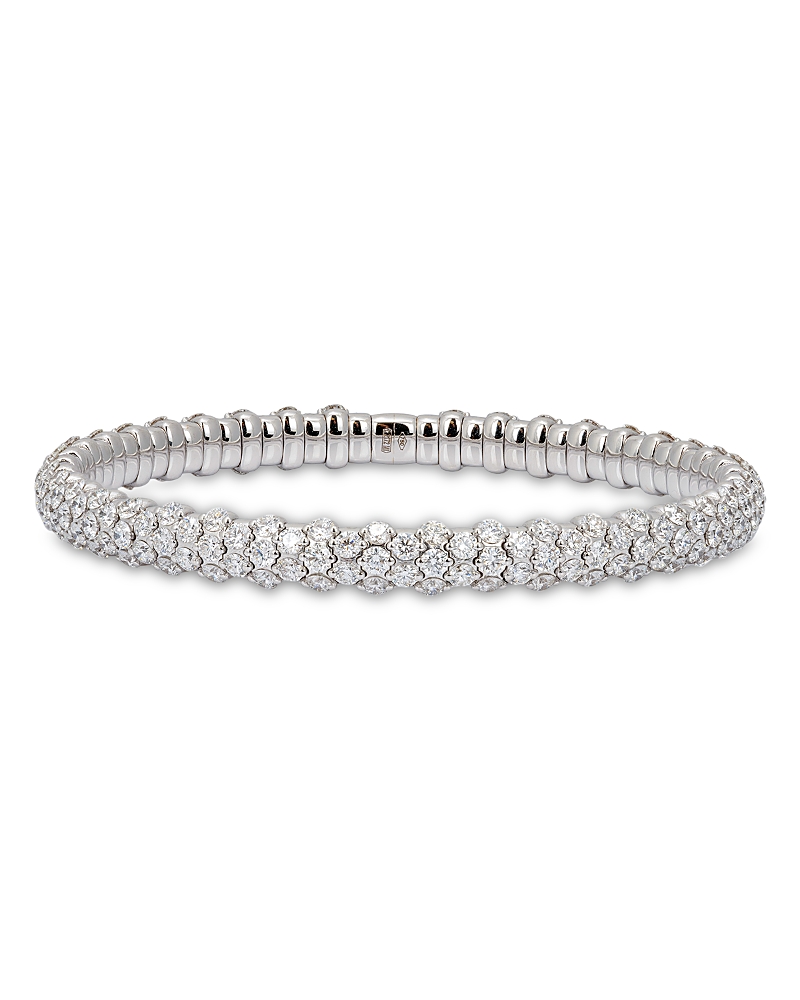 Zydo 18K White Gold Diamond Slim Domed Stretch Bracelet, 7.2 tcw