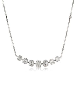 18K White Gold Diamond Necklace, 16"