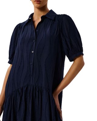 Textured Drop Waist Midi Dress 