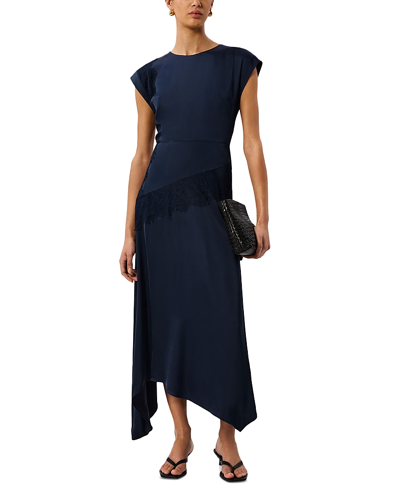 Whistles Lace Insert Asymmetric Dress