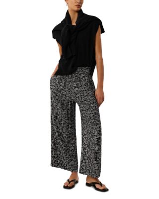 Woven Grid Crop Trousers