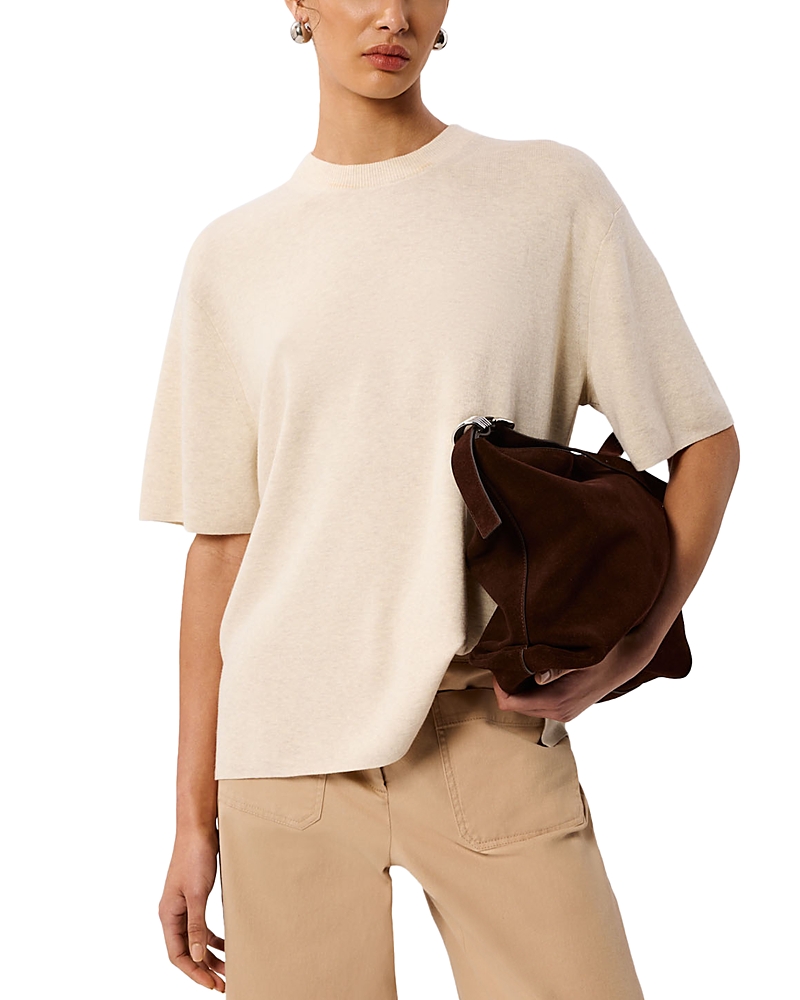 Whistles Fine Knit Tee In Brown