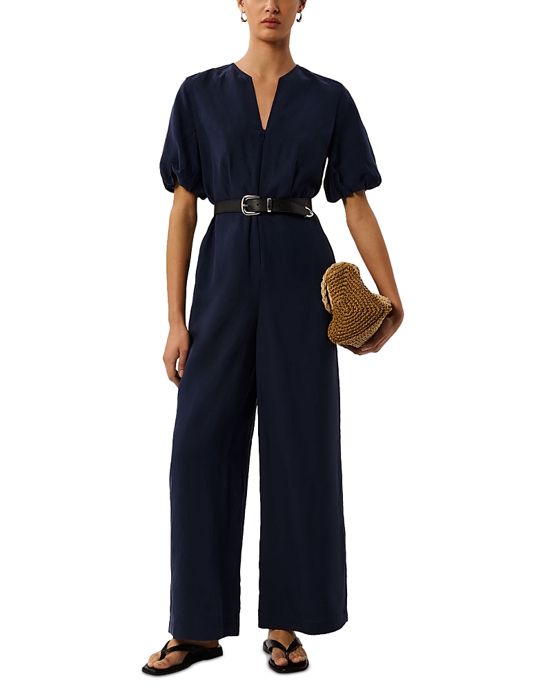 Whistles Linen Blend Tie Waist Jumpsuit