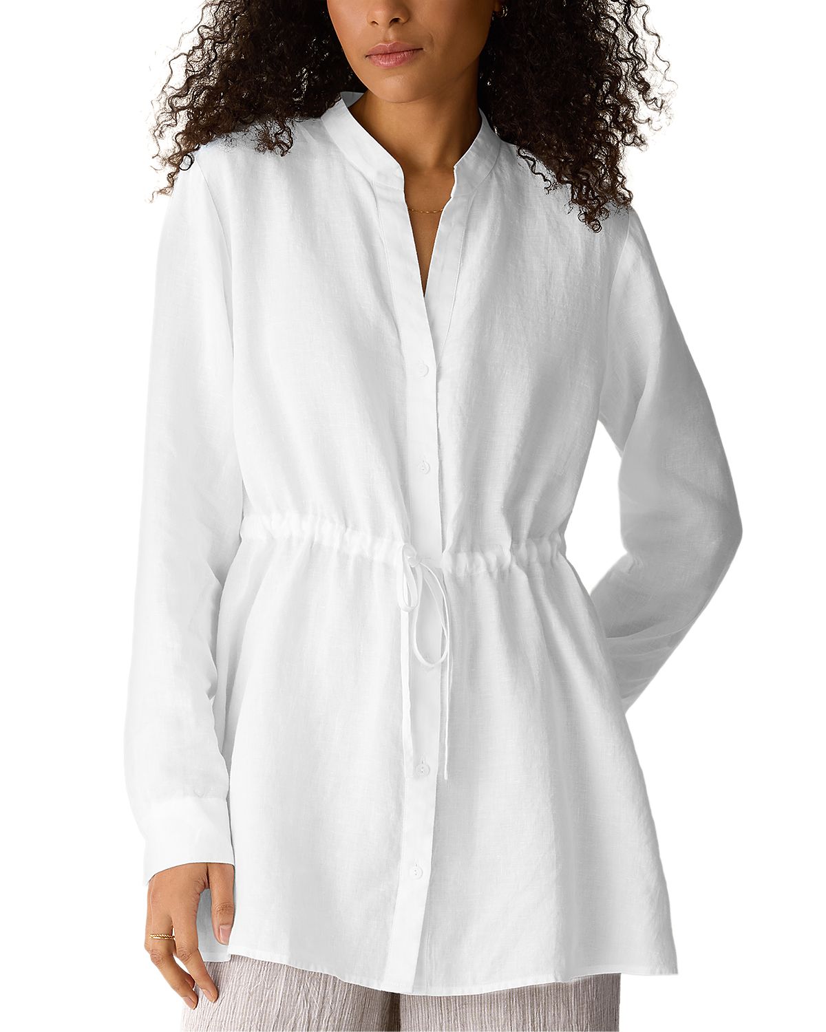 Eileen Fisher Mandarin Collar Long Shirt