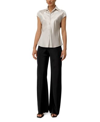  Bias Cut Cap-Sleeve Silk Shirt