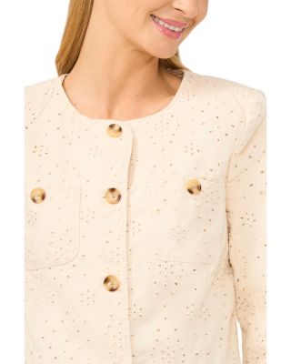 Collarless Eyelet Jacket