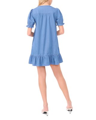 Denim Ruffle Trapeze Dress