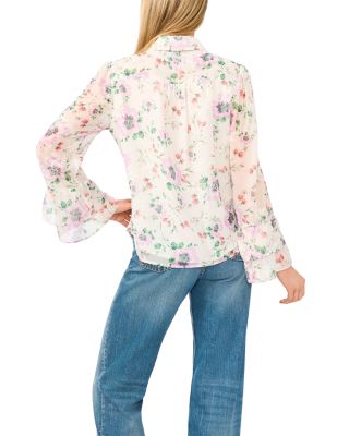 Double Ruffle Cuff Button Down Shirt