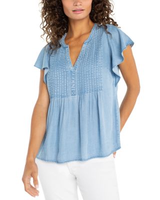 Pleated Flutter Sleeve Top