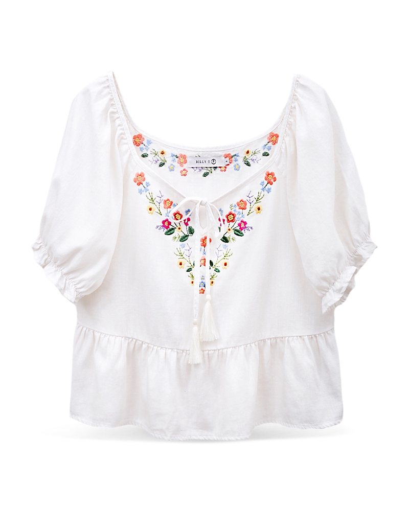 Billy T Petal Song Embroidered Denim Top