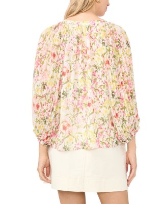 Pleated Blouson Sleeve Blouse