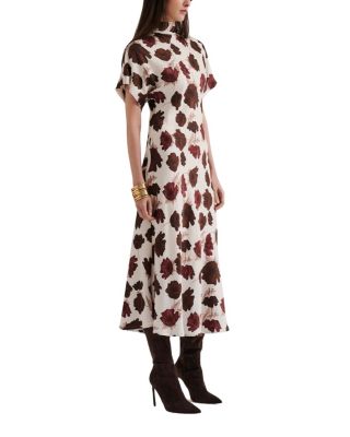 Malina Alivia Short Sleeve Satin Midi Dress