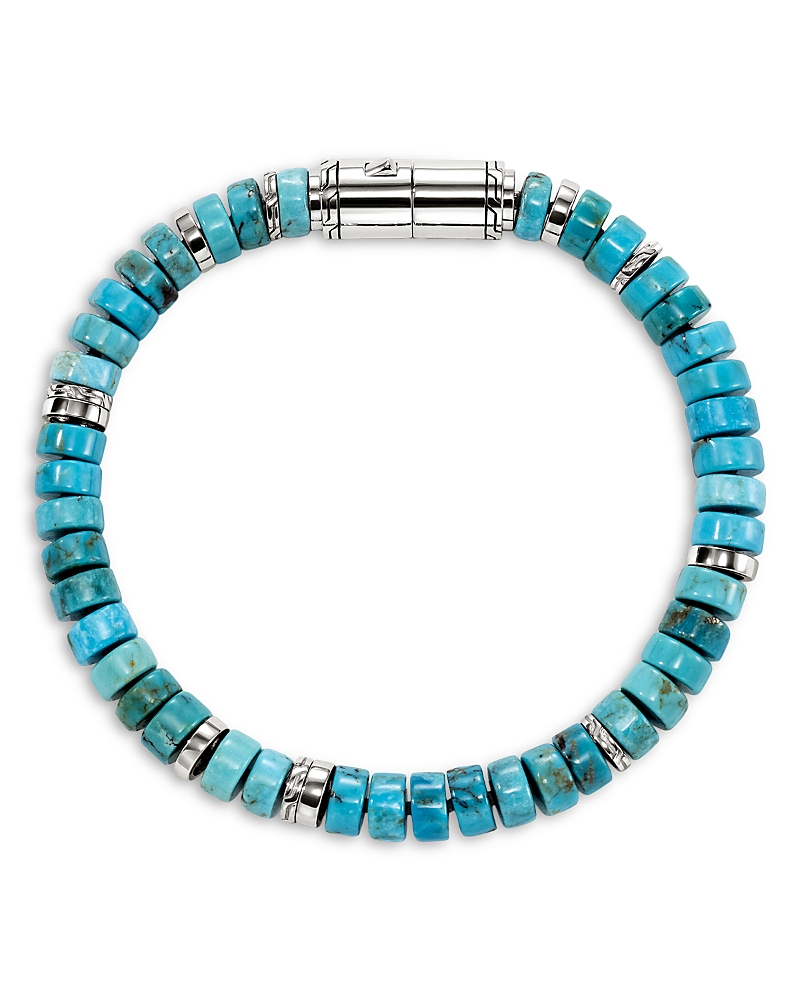 John Hardy Sterling Silver Heishi Stone Rondelle Bead Bracelet