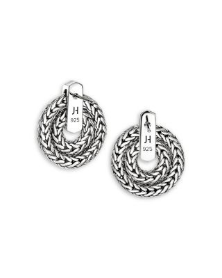 Sterling Silver Icon Diamond Oval Link Drop Earrings