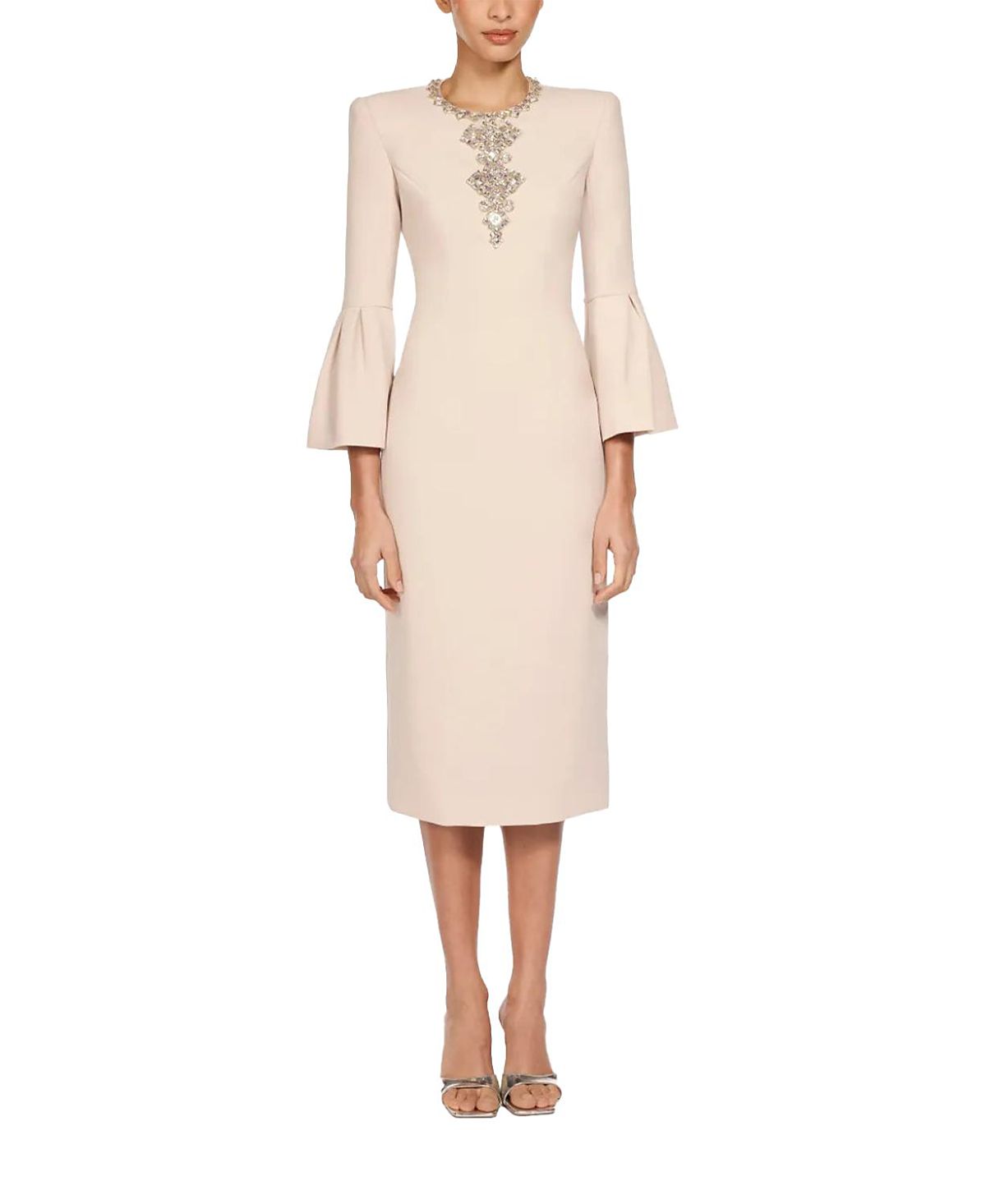 Jenny Packham Margoni Bell-sleeve embellished midi dress