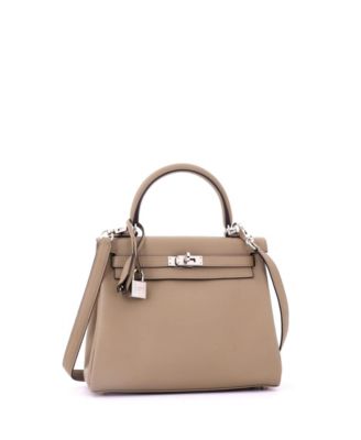 Kelly 25 Handbag Brown Swift with Palladium Hardware