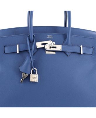 Birkin 30 Handbag Blue Epsom with Palladium Hardware