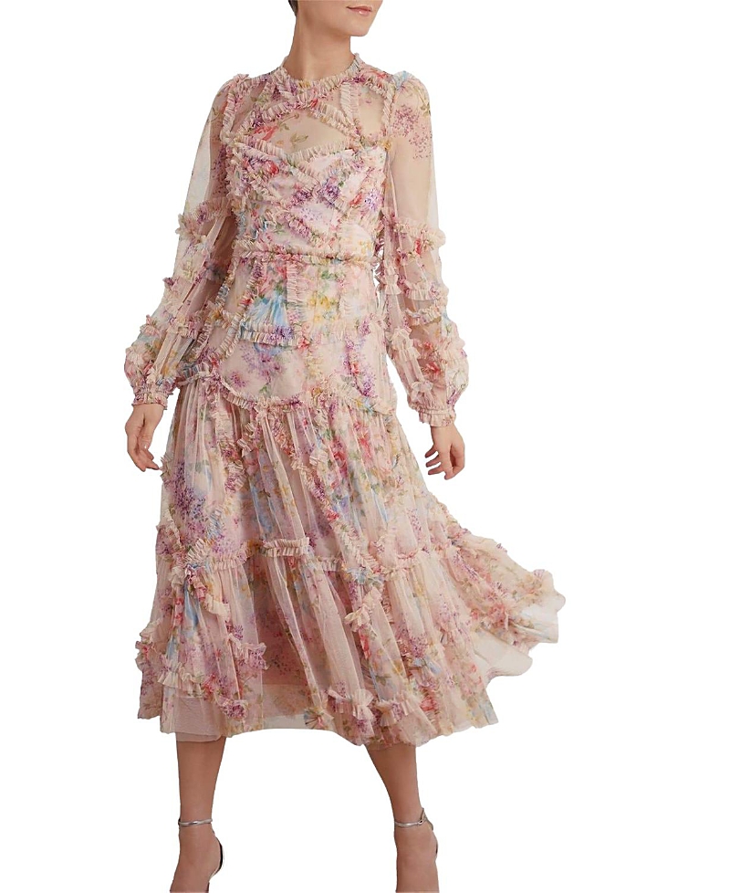 Needle & Thread Floral Diamond Ruffle Ballerina Dress