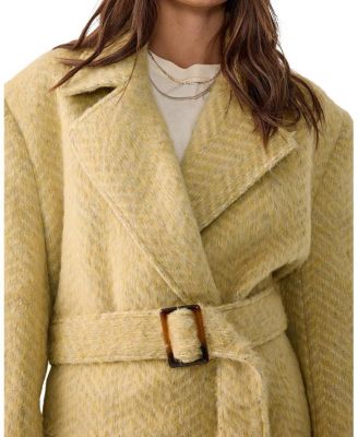 Double Breasted Brushed Herringbone Coat