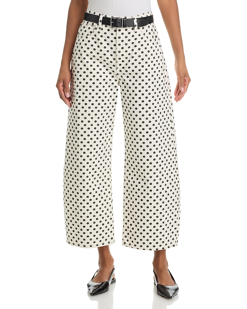 Frame The Bow High Rise Crop Jeans in White Polka Dot