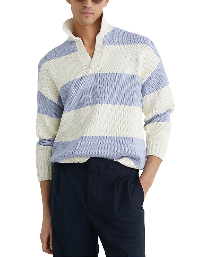 Reiss Winger Long Sleeve Open Collar Blocked Polo Shirt