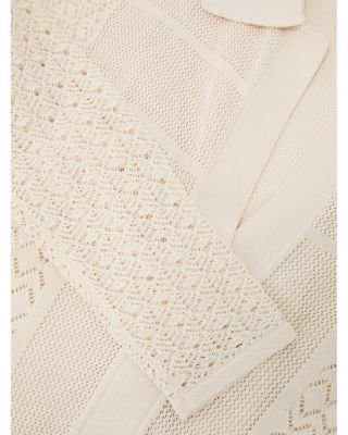 Pointelle Knit Panelled Midi Dress