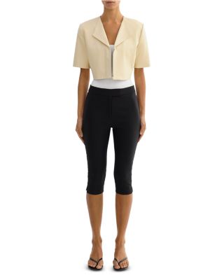 Collarless Leather Jacket