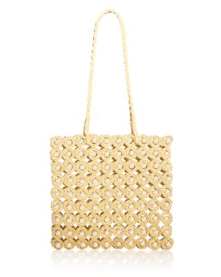 Imitation Pearl & Crochet Straw Tote - Exclusive