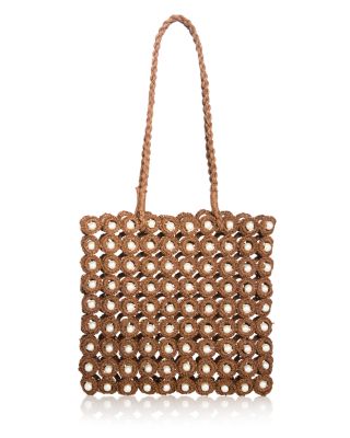 Imitation Pearl & Crochet Straw Tote