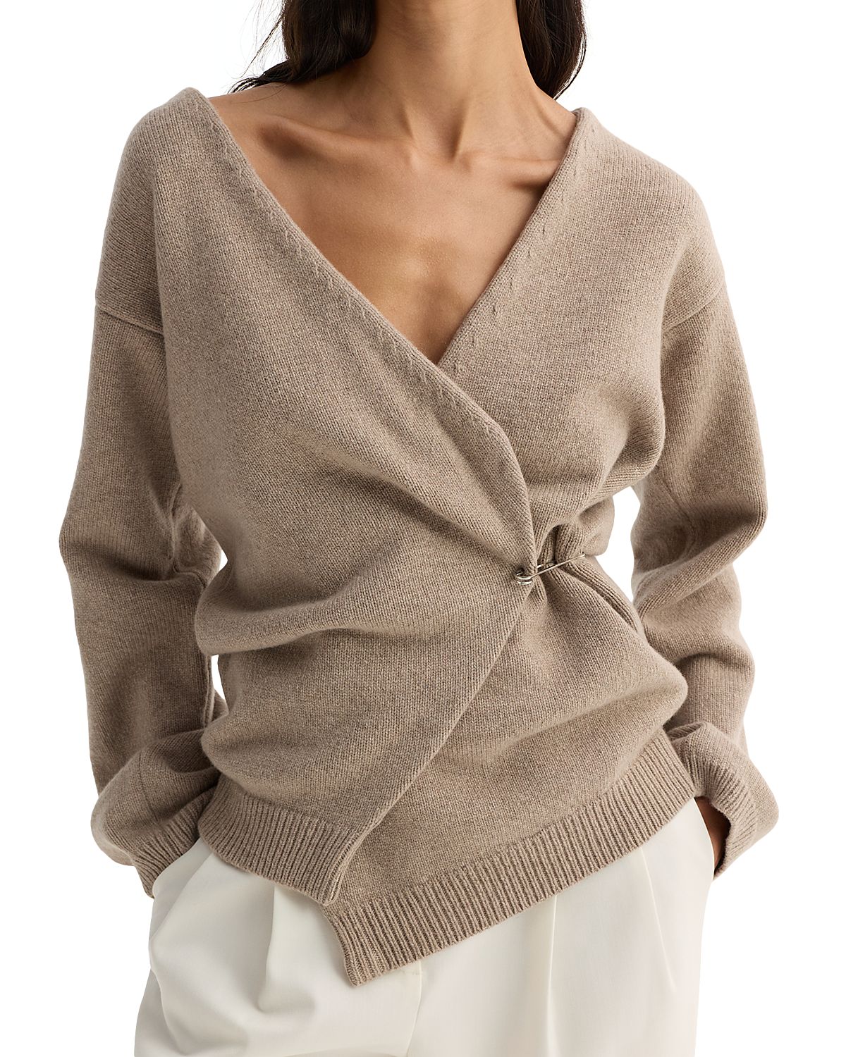 ROHE Off Shoulder Wool Cashmere Wrap Cardigan