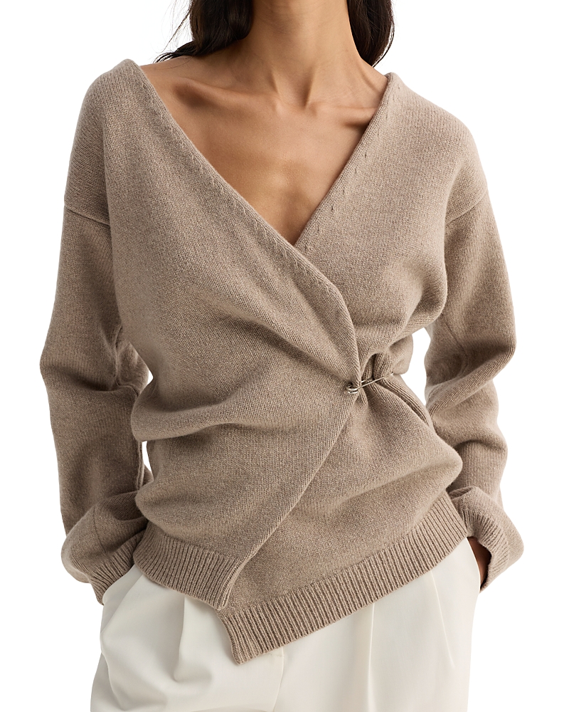 ROHE Off Shoulder Wool Cashmere Wrap Cardigan