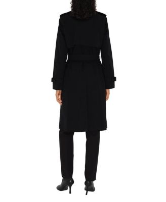  Long Check Collar Gabardine Trench Coat