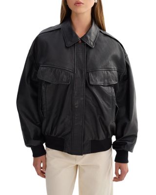 Trevanna Leather Bomber Jacket