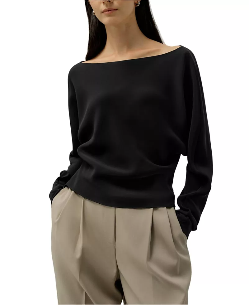 Lilysilk Long Sleeve Gathered Silk Top