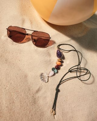 Multi Gemstone Fish Cord Pendant Necklace, 42"