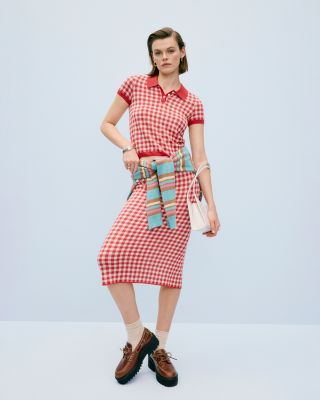 Gingham Shrunken Polo Sweater