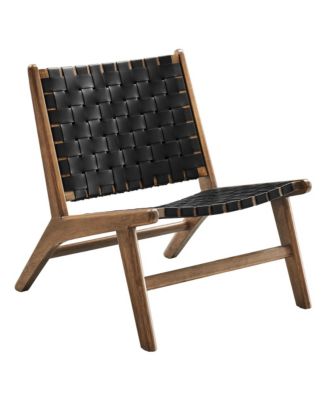 Saoirse Leather Wood Accent Lounge Chair