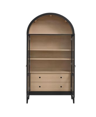 Nolan 74" Tall Wide Arched Storage Display Cabinet