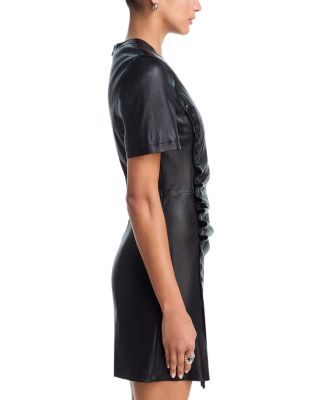 Short Leather Gathered Dress