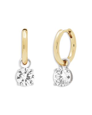 Roux Cubic Zirconia Charm Huggie Hoop Earrings
