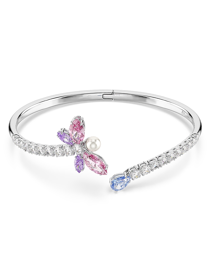Swarovski Ariana Grande x Swarovski Crystal, Cubic Zirconia & Imitation Pearl Dragonfly Bypass Bangle Bracelet
