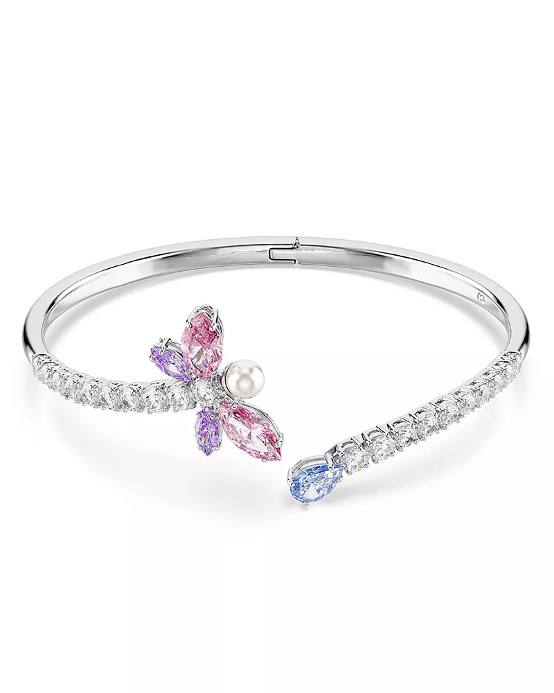 Swarovski Ariana Grande x Swarovski Crystal, Cubic Zirconia & Imitation Pearl Dragonfly Bypass Bangle Bracelet