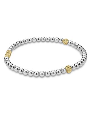 Sterling Silver & 18K Yellow Gold Caviar Icon Stretch Bracelet
