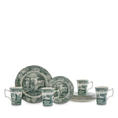Heritage Green Italian 12-Piece Dinnerware Set, Service for 4