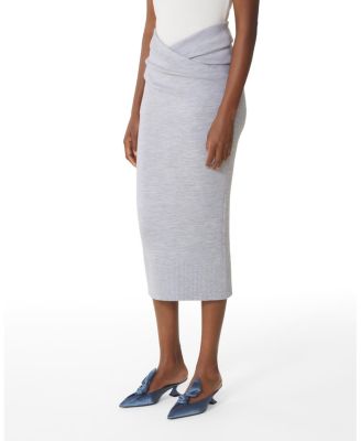 Draped Midi Skirt in Wool