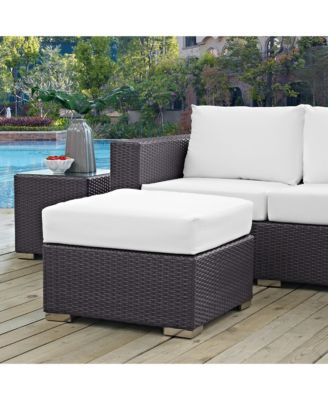 Convene Outdoor Patio Fabric Square Ottoman