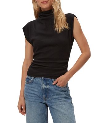 Amara Mock Neck Power Shoulder Top