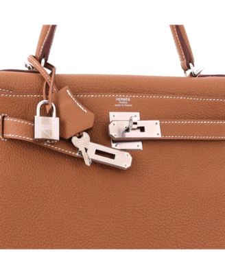 Kelly 28 Handbag Brown Togo with Palladium Hardware