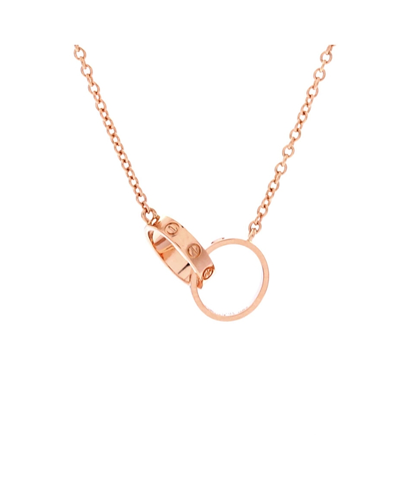 Pre-Owned Cartier Love Interlocking Necklace 18K Rose Gold, 16.75"